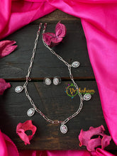 Silver Daily Wear AD Stone Pendant Chain-Oval- G4127